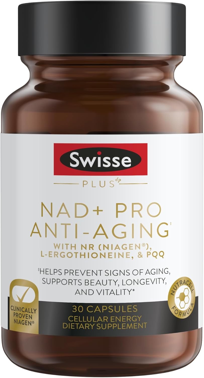 Swisse NAD+ Pro Anti - Aging | Featuring Clinically Proven 300Mg Niagen® | L - Ergothioneine & PQQ | Supports Beauty, Longevity & Vitality | 30 Capsules - Vitamen Store