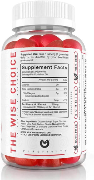 Tart Cherry Gummies – Raw Juice Extract – Non - GMO, Gluten - Free, Vegan – 60 Count - Vitamen Store