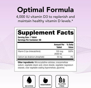 Thera - D 4000 Vitamin D Supplement | 4,000 IU Vitamin D3 Tablets | 90 Day Supply | Made in the USA - Vitamen Store