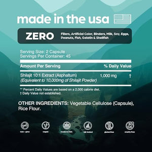 Thinbi Pure Himalayan Shilajit – 10,000MG Maximum Potency – Organic Capsules with Fulvic Acid & Trace Minerals – 90 Count - Vitamen Store