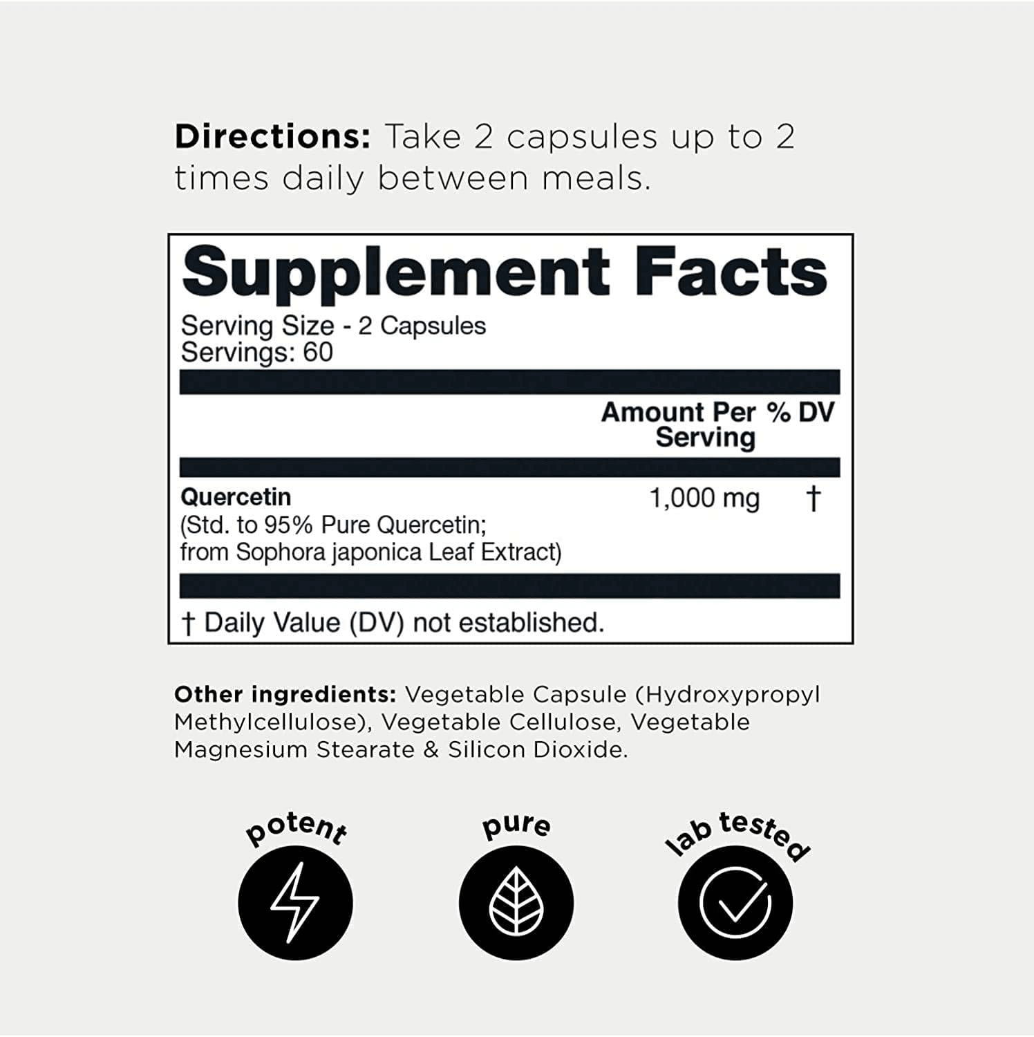 Toniiq Ultra High Purity Quercetin Capsules – 1000mg per Serving, 95%+ Purity – 120 Capsules - Vitamen Store