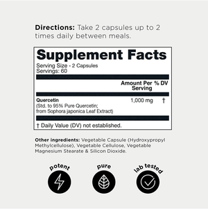 Toniiq Ultra High Purity Quercetin Capsules – 1000mg per Serving, 95%+ Purity – 120 Capsules - Vitamen Store