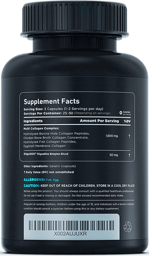 Vital Vitamins Multi Collagen Complex - Type I, II, III, V, X, Grass Fed, Non - GMO, 150 Capsules - Vitamen Store