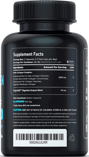 Vital Vitamins Multi Collagen Complex - Type I, II, III, V, X, Grass Fed, Non - GMO, 150 Capsules - Vitamen Store