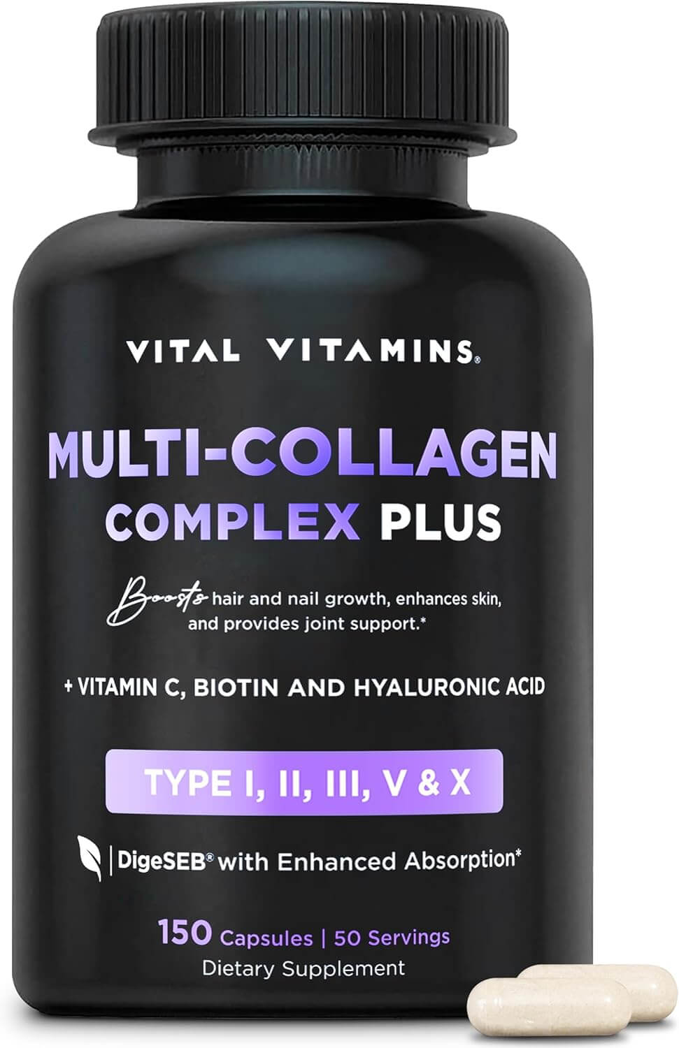 Vital Vitamins Multi Collagen plus - Biotin, Hyaluronic Acid, Vitamin C, 150 Pills - Vitamen Store