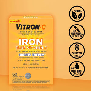 Vitron - C Iron Supplement, Immunity Support Iron Supplements with Vitamin C, Iron Pills for Immune Support, 60 Count - Vitamen Store