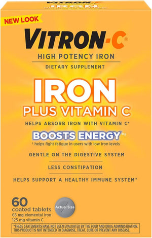 Vitron - C Iron Supplement, Immunity Support Iron Supplements with Vitamin C, Iron Pills for Immune Support, 60 Count - Vitamen Store