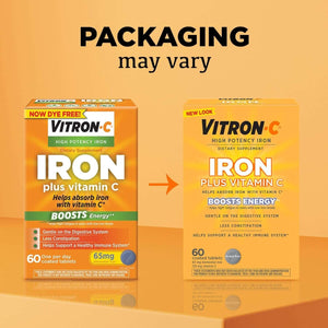 Vitron - C Iron Supplement, Immunity Support Iron Supplements with Vitamin C, Iron Pills for Immune Support, 60 Count - Vitamen Store