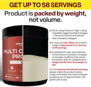 Wholesome Wellness Multi Collagen Protein Powder Hydrolyzed (Type I II III V X) Grass - Fed All - In - One Super Bone Broth + Peptides - Premium Blend of Beef, Chicken, Wild Fish, Eggshell, 58 Servings - Vitamen Store