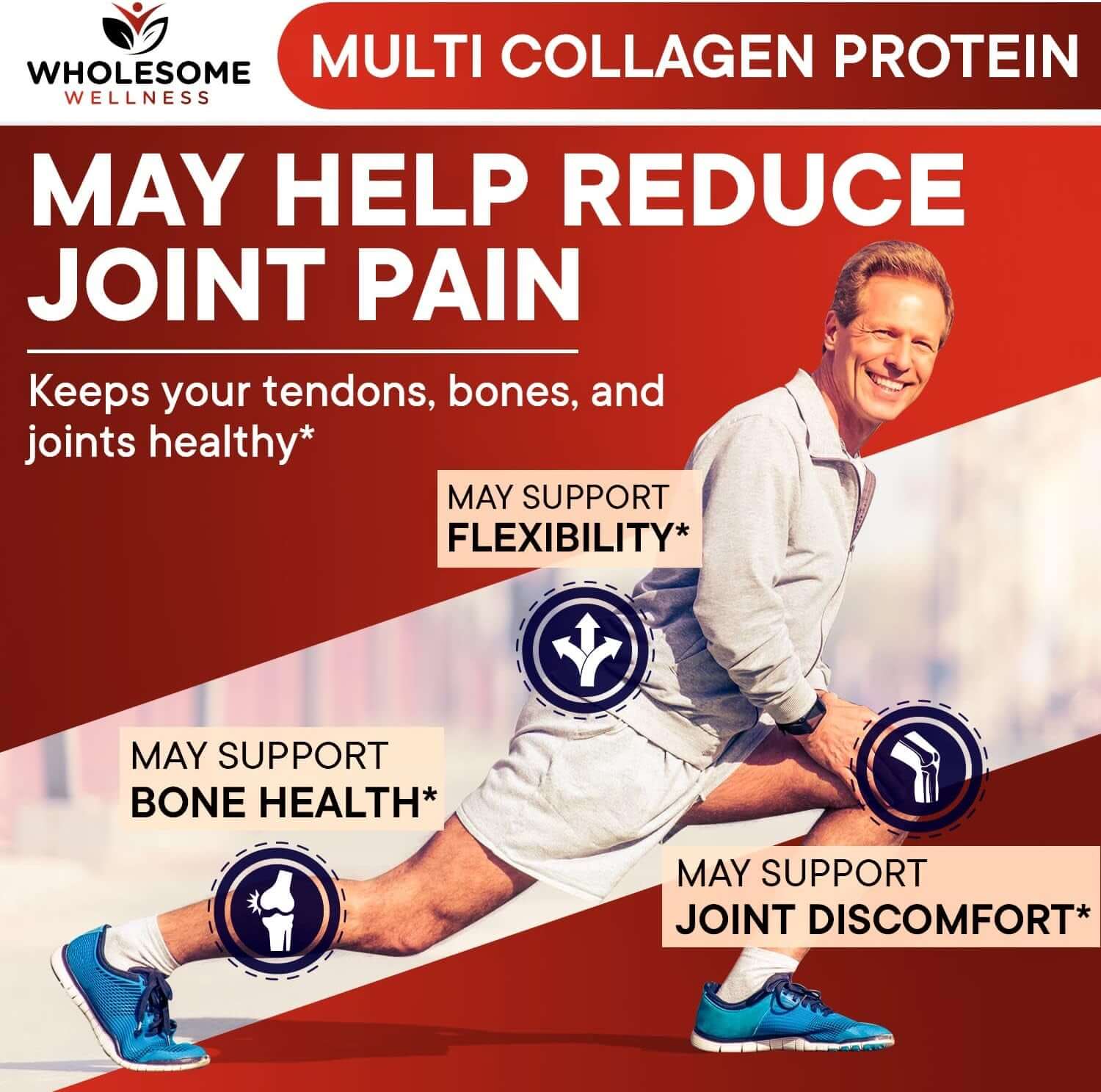 Wholesome Wellness Multi Collagen Protein Powder Hydrolyzed (Type I II III V X) Grass - Fed All - In - One Super Bone Broth + Peptides - Premium Blend of Beef, Chicken, Wild Fish, Eggshell, 58 Servings - Vitamen Store