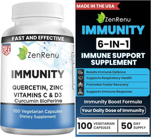Zenrenu Quercetin 700mg with Zinc, Vitamin C, Vitamin D & Curcumin – 100 Vegetarian Capsules (50 - Day Supply) - Vitamen Store