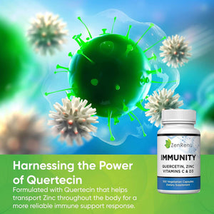 Zenrenu Quercetin 700mg with Zinc, Vitamin C, Vitamin D & Curcumin – 100 Vegetarian Capsules (50 - Day Supply) - Vitamen Store
