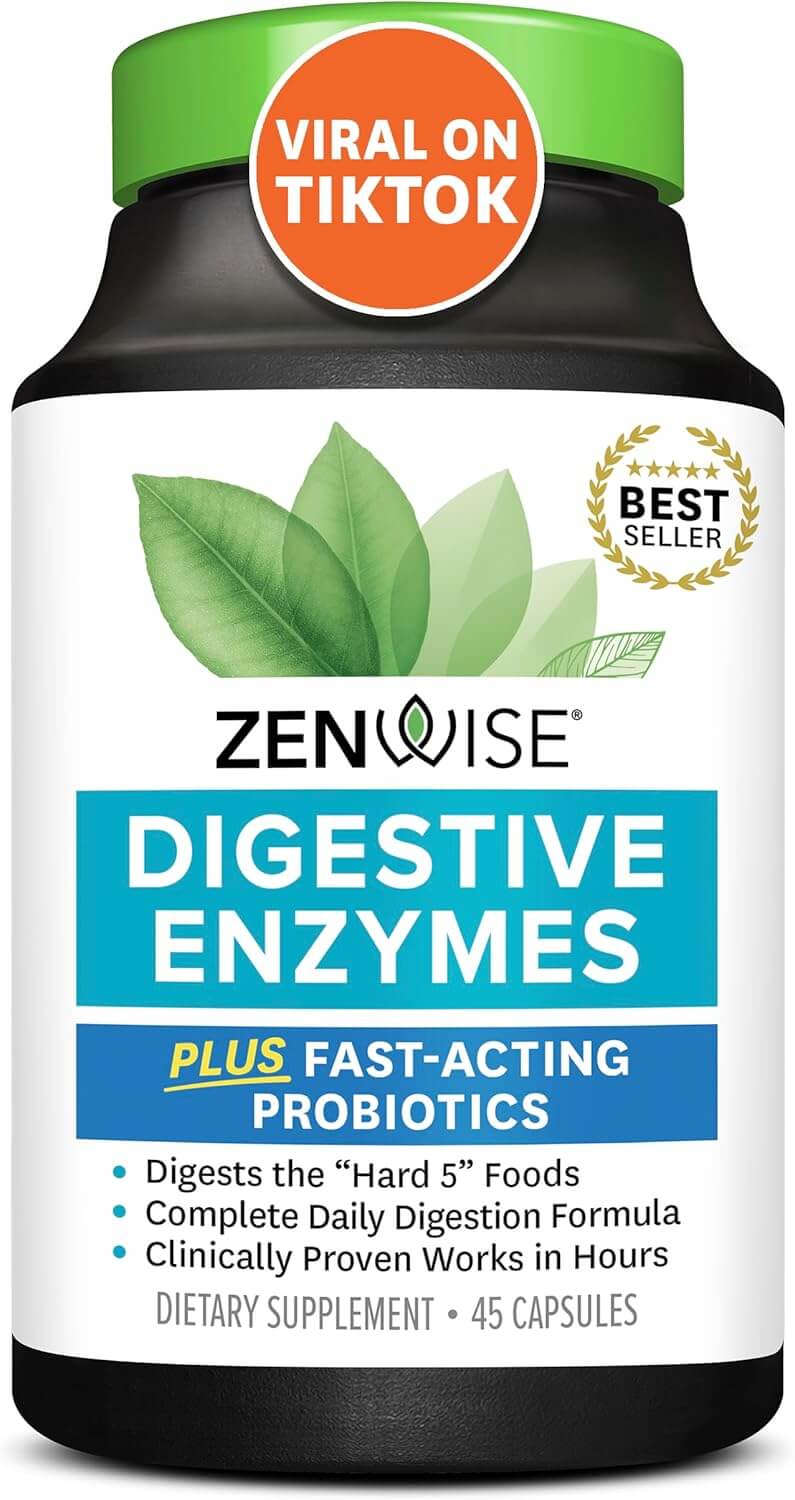 Zenwise Digestive Enzymes with Bromelain, Prebiotics & Probiotics – 45 Capsules - Vitamen Store