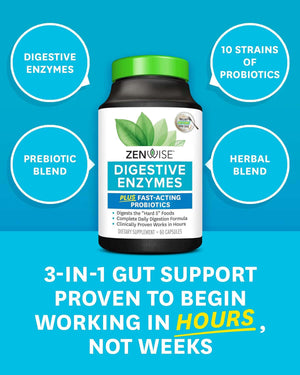 Zenwise Health Digestive Enzymes and Bromelain for Gut Health - Probiotic Multi Enzymes with Prebiotics and Probiotics for Women and Men for Digestive Health and Bloating Relief for Digestion - 60 CT - Vitamen Store