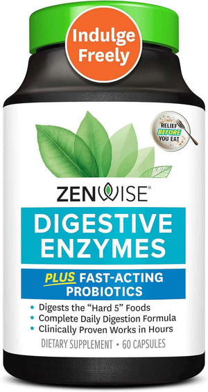 Zenwise Health Digestive Enzymes and Bromelain for Gut Health - Probiotic Multi Enzymes with Prebiotics and Probiotics for Women and Men for Digestive Health and Bloating Relief for Digestion - 60 CT - Vitamen Store