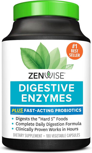 Zenwise Health Digestive Enzymes for Gut Health - Probiotic Multi Enzymes with Prebiotics and Probiotics for Women and Men for Digestive Health and Bloating Relief, Daily Enzymes for Digestion - 180 CT - Vitamen Store
