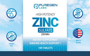 Zinc 220mg High Potency – Zinc Sulfate Supplement, 100 Tablets - Vitamen Store