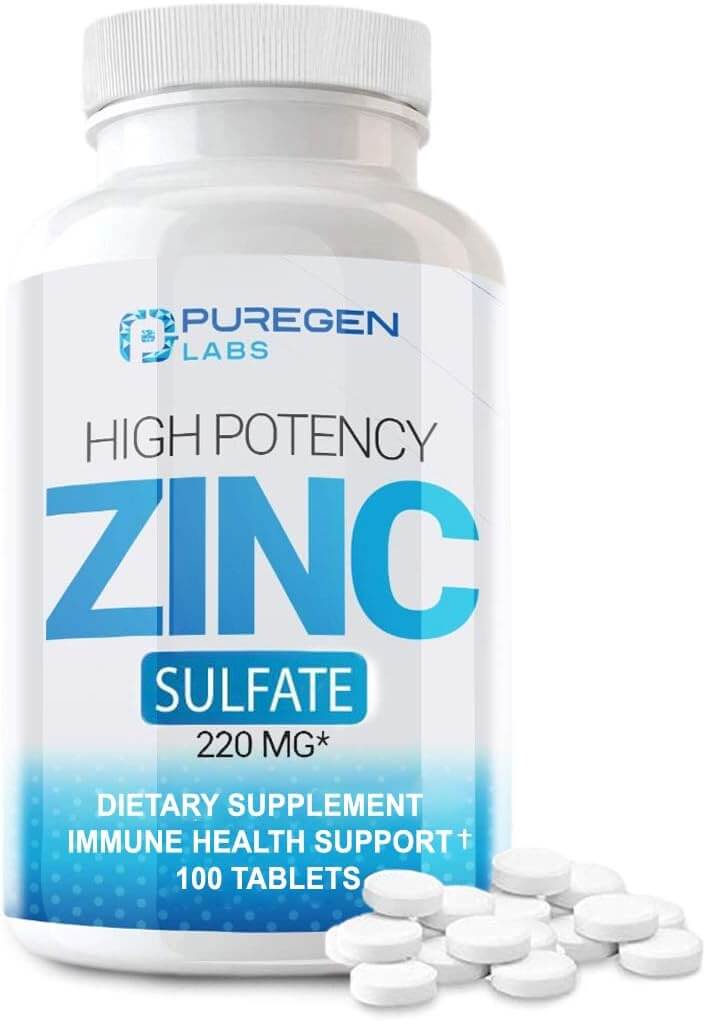 Zinc 220mg High Potency – Zinc Sulfate Supplement, 100 Tablets - Vitamen Store