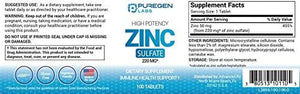 Zinc 220mg High Potency – Zinc Sulfate Supplement, 100 Tablets - Vitamen Store