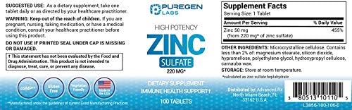 Zinc 220mg High Potency – Zinc Sulfate Supplement, 100 Tablets - Vitamen Store