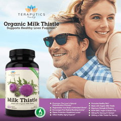 Organic Milk Thistle | Non GMO 2000mg 4X Concentrated Vegan Daily Supplement w/Silymarin Seed Extract for Liver Support, Detox and Cleanse - 60 Veggie Capsules - vitamenstore.com