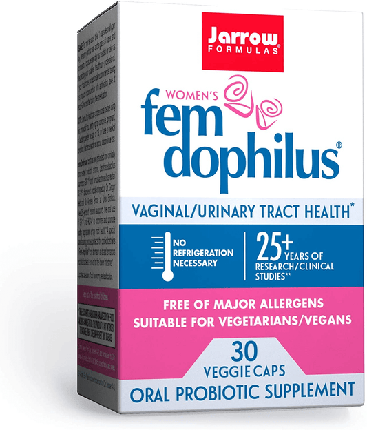 Jarrow Formulas Fem-Dophilus - 1 Billion Organisms per Serving - 30 Veggie Capsules - Women’S Probiotic - Urinary Tract Health - up to 30 Servings - vitamenstore.com