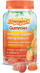 Emergen-C 750Mg Vitamin C Gummies for Adults, Immunity Gummies with B Vitamins, Gluten Free, Orange, Tangerine and Raspberry Flavors - 45 Count - vitamenstore.com
