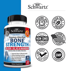 Bone Strength Supplement with Calcium + D3, K2 & Magnesium - Highly Absorbable Vitamin Blend for Bone & Muscle Support - Non-Constipating Formula - 8 Bone Building Nutrients - 120 Count - vitamenstore.com