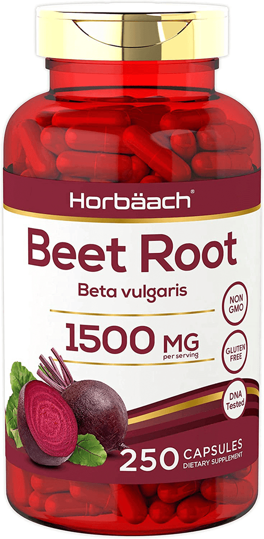 Beet Root Powder Capsules 1500mg | 250 Pills | Herbal Extract | Gluten Free, Non-GMO Supplement | by Horbaach - vitamenstore.com