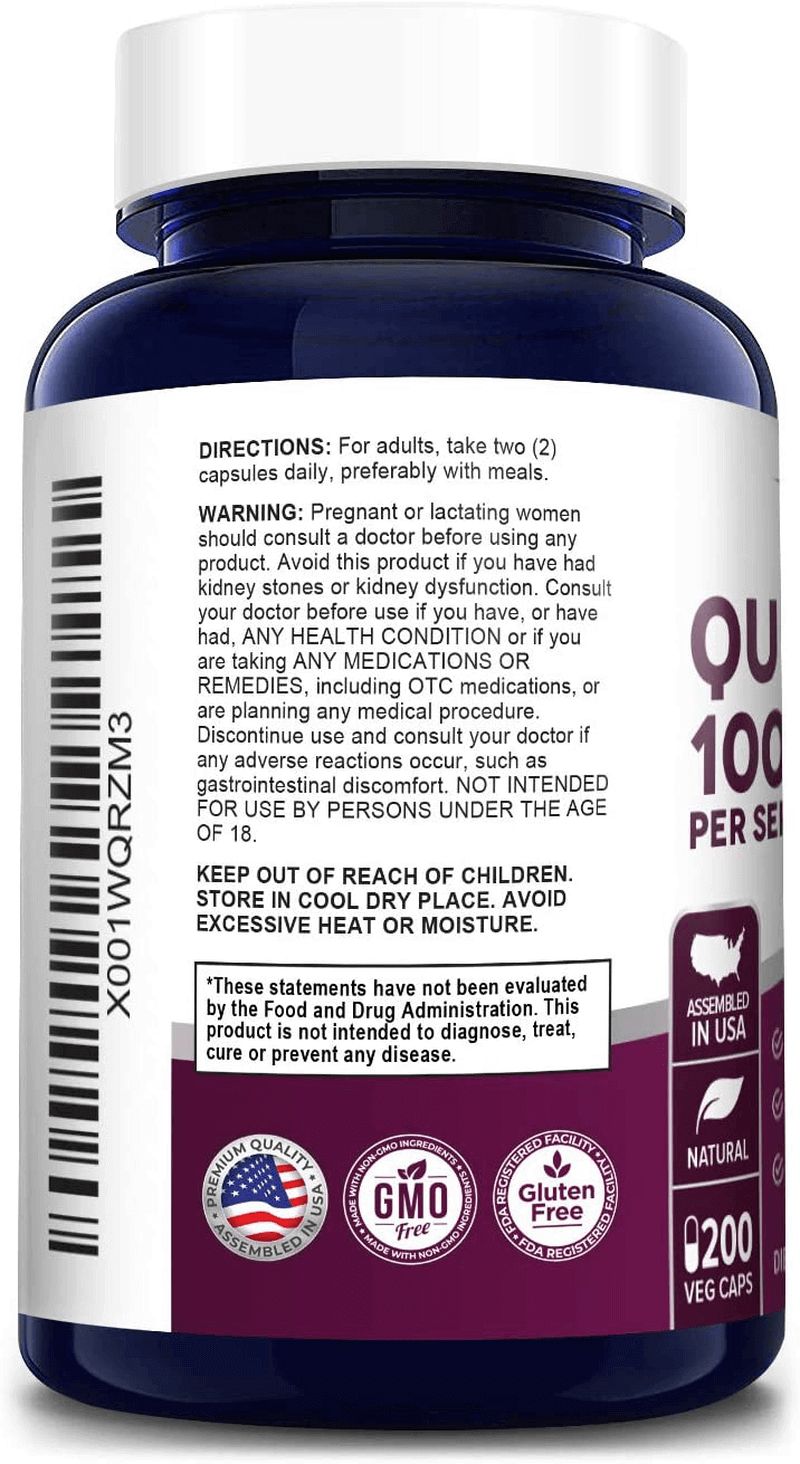 Quercetin 1000 mg - 200 Veggie Caps (Non-GMO,Gluten-Free, Vegetarian) Supports Healthy Immune System and Normal Respiratory Functions.* - vitamenstore.com