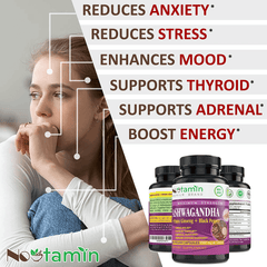 Ashwagandha 2980 mg - 60 Vegan Capsules Pure Organic Powder & Root Extract + Panax Ginseng + Black Pepper - Natural Stress Anxiety Relief, Mood Enhancer, Adrenal & Thyroid Support - 2 Months Supply - vitamenstore.com