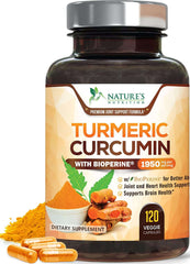Turmeric Curcumin with Bioperine 95% Curcuminoids 1950Mg with Black Pepper for Best Absorption, Nature'S Joint Support Supplement, Natural Vegan Tumeric Extract Nutrition Made Non-Gmo - 180 Capsules - vitamenstore.com