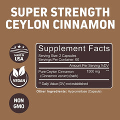 Herbtonics Ceylon Cinnamon Capsules 1500 Mg 120 Capsules, True Ceylon Cinnamon Blood Sugar Levels Support Supplement - Sri Lanka Cinnamon Ceylon Powder Joint Support (120 Count (Pack of 1)) - vitamenstore.com