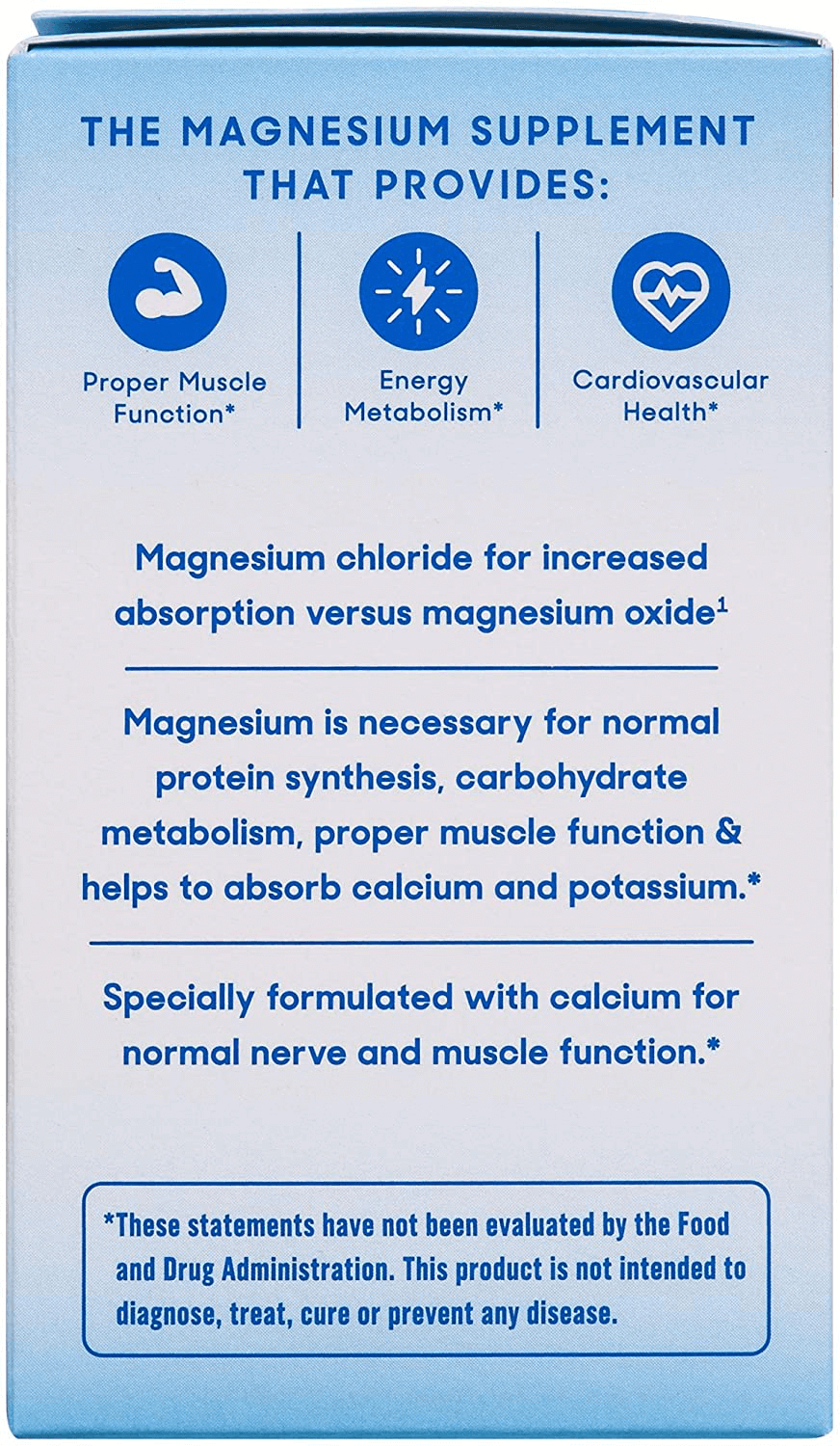 SlowMag Mg Muscle + Heart Magnesium Chloride with Calcium Supplement, 120 Count