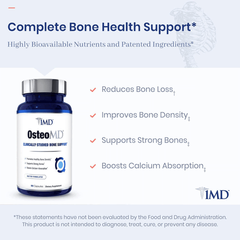 1MD OsteoMD for Comprehensive Bone Support | with Calcium Hydroxyapatite, Vitamin D3 & K2 | 90 Capsules