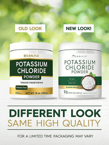 Potassium Chloride Powder Supplement 16 oz | Food Grade | Salt Substitute | Vegan, Vegetarian, Non-GMO, Gluten Free | by Carlyle