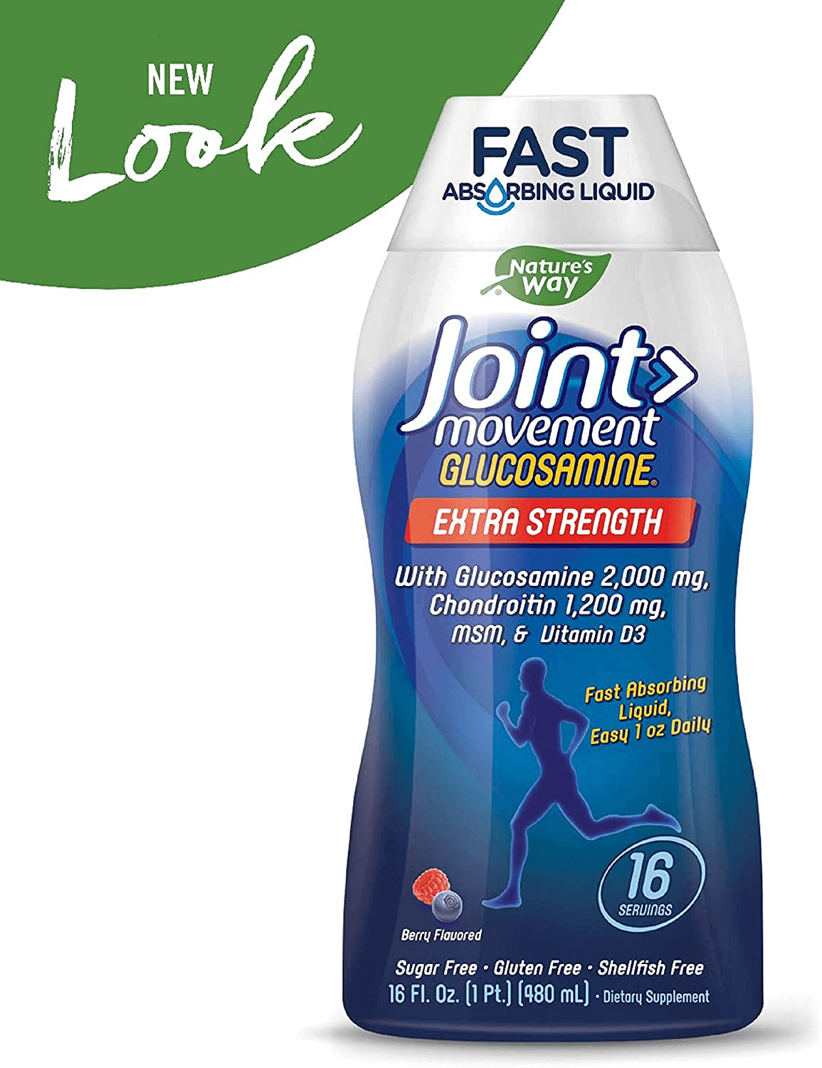 Joint Movement Glucosamine Fast Absorbing, 16 Day Supply, 16 Ounces (480 mL), Natural Berry (Packaging May Vary)