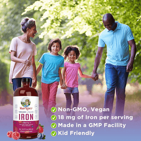 Liquid Iron for Kids & Adults by MaryRuth's | from Ferrochel® Ferrous Bisglycinate Chelate | 18mg per Serving | Vegan, Non-GMO, Gluten Free | Berry Flavored, 15.22 fl oz.