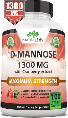 D-Mannose 1,300 mg with Cranberry Extract 100 Veggie Capsules