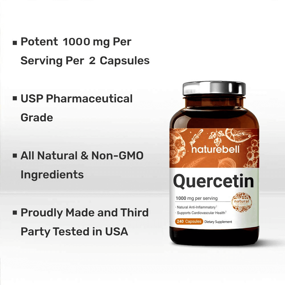 NatureBell Quercetin 1000mg Per Serving, 240 Capsules, Super Immune Vitamins and Quercetin Vitamins, Powerfully Supports Cardiovascular Health, Immune System and Bioflavonoids for Cellular Function