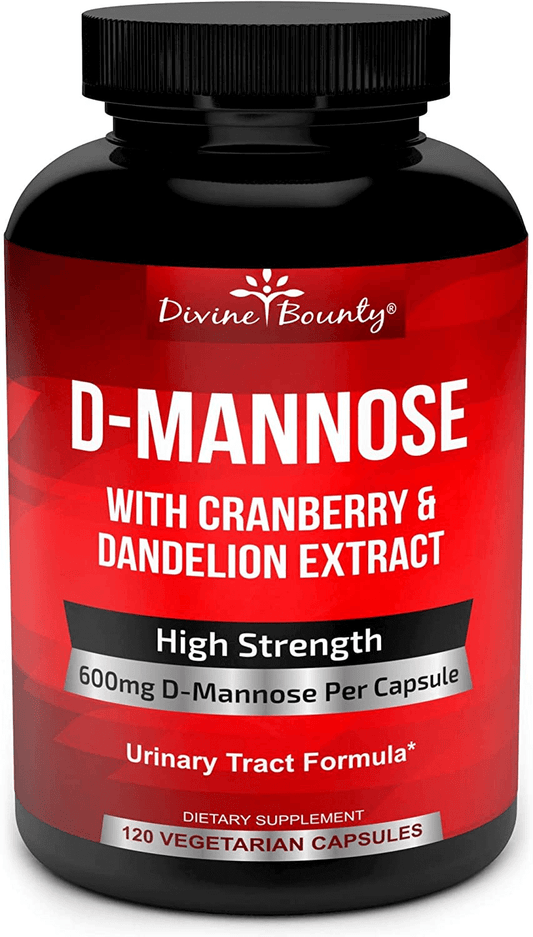 D-Mannose Capsules - 600mg D Mannose Powder per Capsule with Cranberry and Dandelion Extract to Support Normal Urinary Tract Health - 120 Veggie Capsules