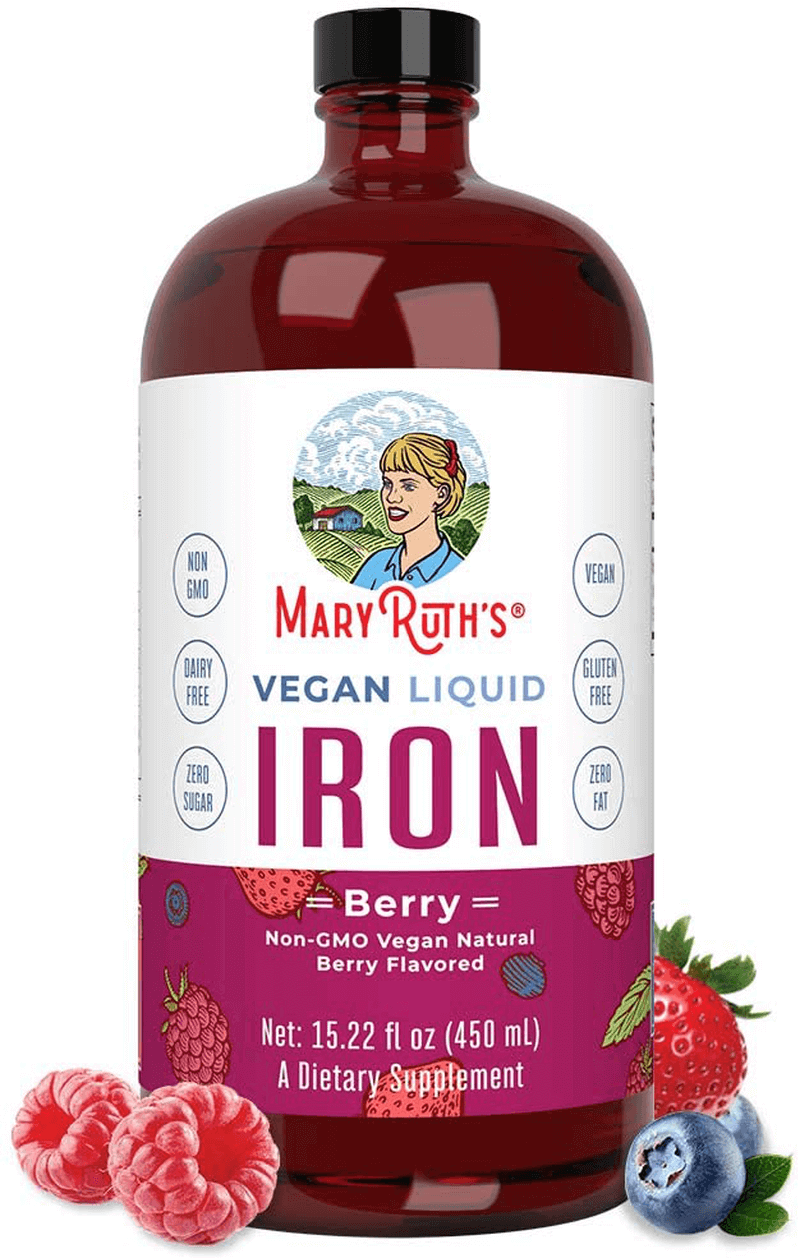 Liquid Iron for Kids & Adults by MaryRuth's | from Ferrochel® Ferrous Bisglycinate Chelate | 18mg per Serving | Vegan, Non-GMO, Gluten Free | Berry Flavored, 15.22 fl oz.