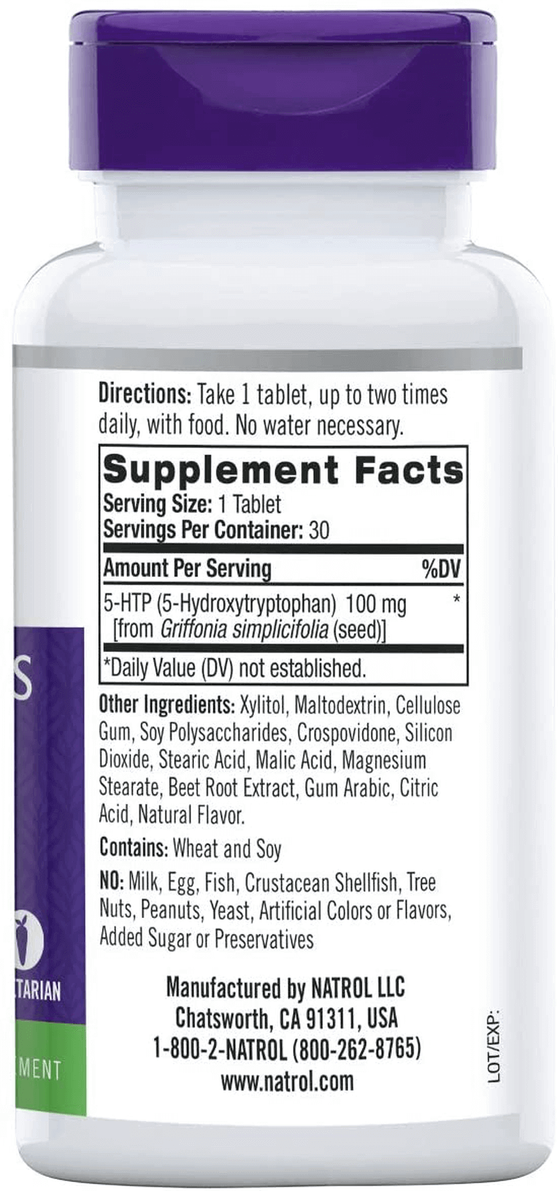 Natrol 5-HTP Fast Dissolve Tablets, Promotes a Calm Relaxed Mood, Helps Maintain a Positive Outlook, Enables Production of Serotonin, Drug-Free, Controlled Release, Maximum Strength, Wild Berry Flavor