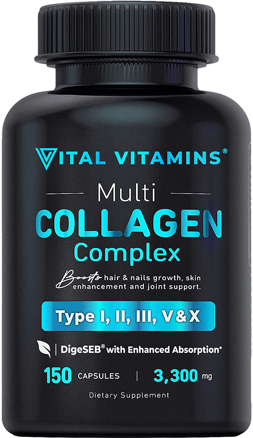 Vital Vitamins Multi Collagen Complex - Type I, II, III, V, X, Grass Fed, Non-GMO, 150 Capsules