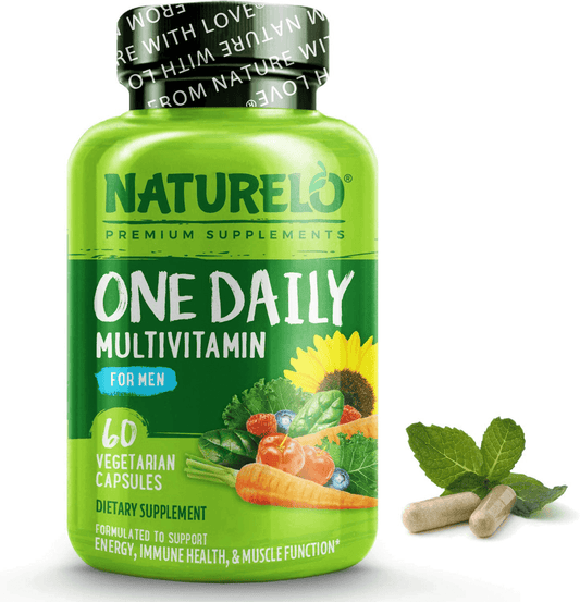 NATURELO One Daily Multivitamin for Men - with Vitamins & Minerals + Organic Whole Foods - Supplement to Boost Energy, General Health - Non-GMO - 60 Capsules | 2 Month Supply