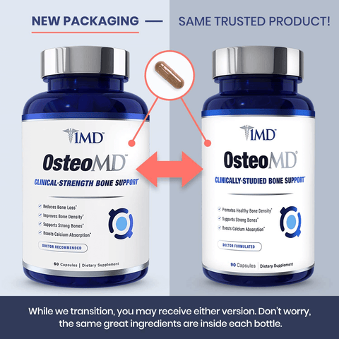 1MD OsteoMD for Comprehensive Bone Support | with Calcium Hydroxyapatite, Vitamin D3 & K2 | 90 Capsules