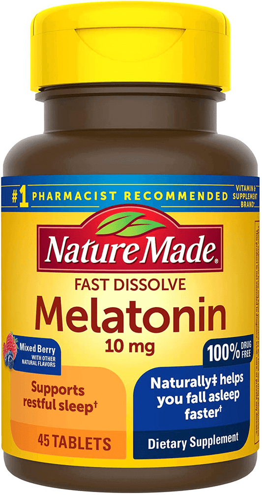 Nature Made Melatonin 10 Mg Tablets, Mixed Berry 45 Count (Pack of 1)