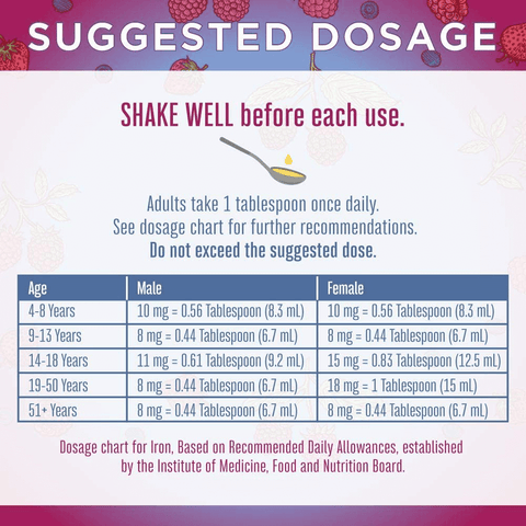 Liquid Iron for Kids & Adults by MaryRuth's | from Ferrochel® Ferrous Bisglycinate Chelate | 18mg per Serving | Vegan, Non-GMO, Gluten Free | Berry Flavored, 15.22 fl oz.