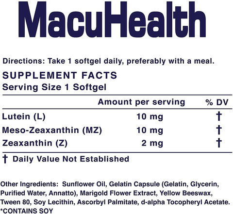 Macuhealth Triple Carotenoid Formula - Eye Vitamins for Adults - 90 Softgels, 3 Month Supply - Advanced Eye Support & Health Eye Formula