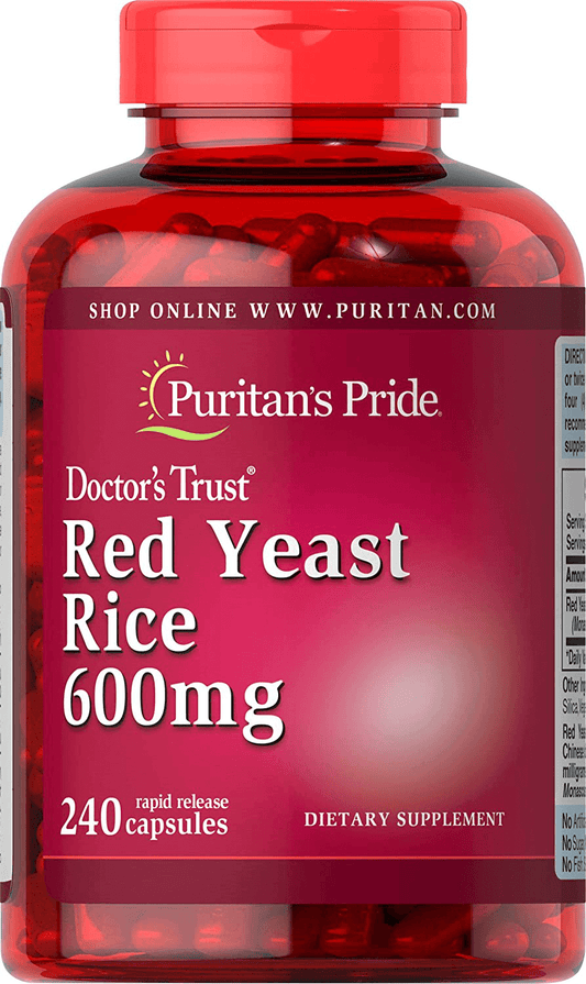 Puritans Pride Red Yeast Rice 600 mg Capsules, 240 Count